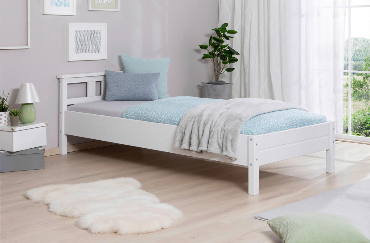BETT 90/200 cm  in Weiß  - Weiß, KONVENTIONELL, Holz (90/200cm) - MID.YOU