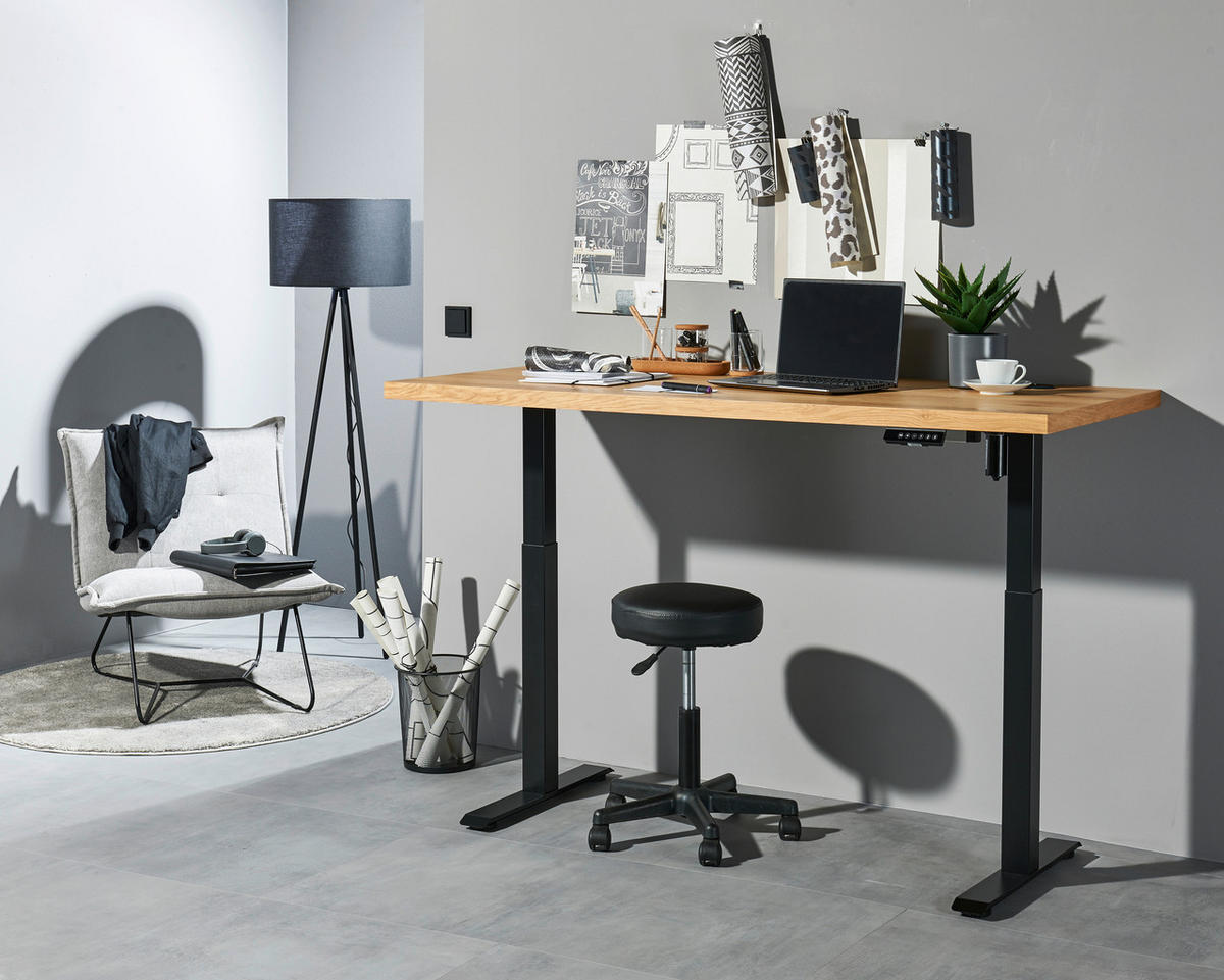 SCHREIBTISCH  in  - Schwarz, Modern, Holzwerkstoff/Metall (160/72-120/77cm) - MID.YOU