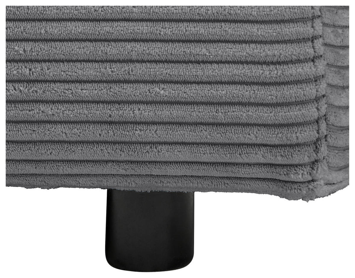 ECKSOFA in Cord Dunkelgrau  - Dunkelgrau/Schwarz, Design, Kunststoff/Textil (224/265cm) - Hom`in
