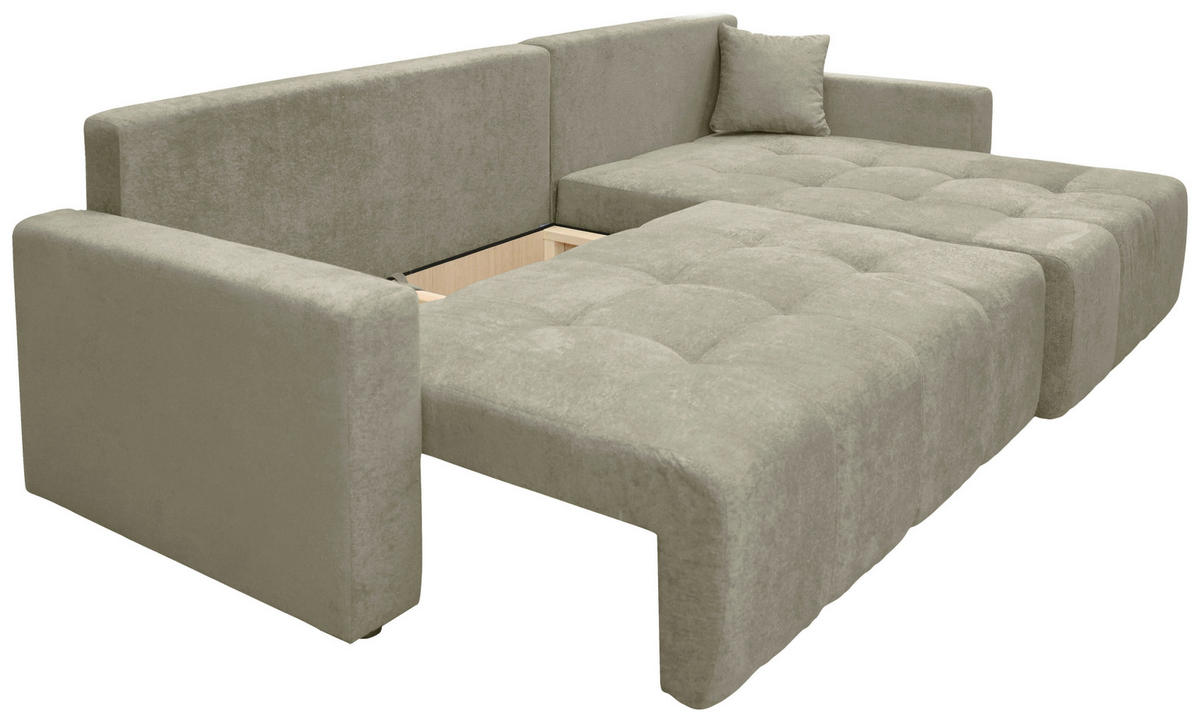 ECKSOFA LAGUNA Beige Frottee  - Beige/Schwarz, Design, Kunststoff/Textil (260/143cm) - MID.YOU