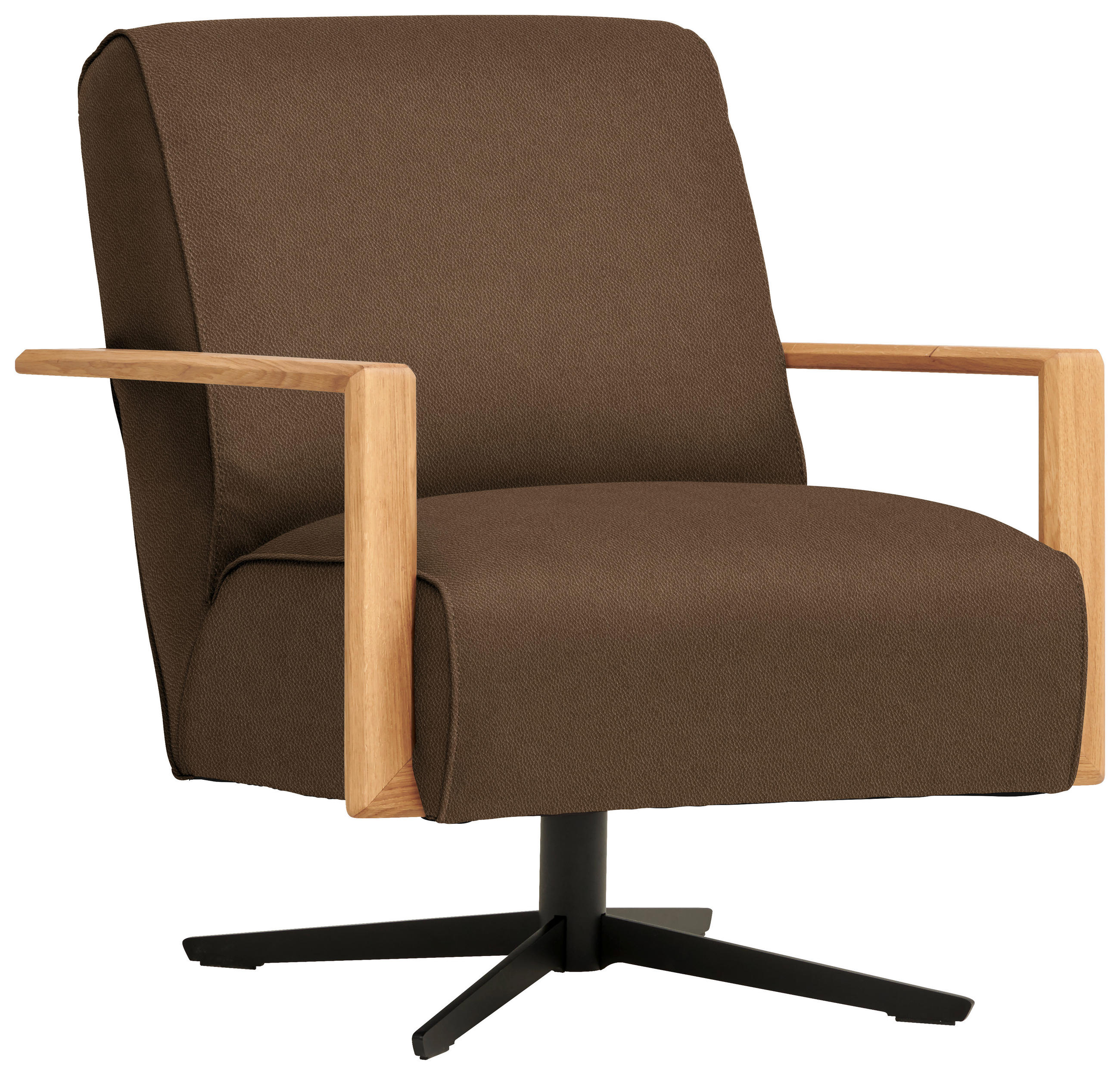 SESSEL in Echtleder Grün  - Wildeiche/Schwarz, Design, Leder/Holz (72/82/86cm) - Koinor