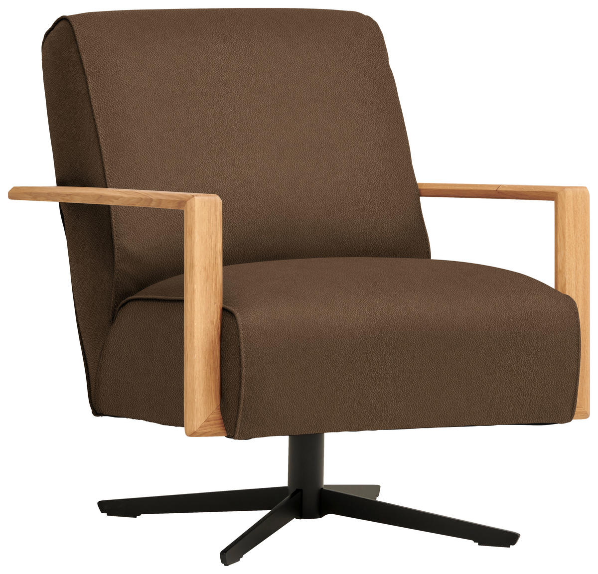 SESSEL in Echtleder Grün  - Wildeiche/Schwarz, Design, Leder/Holz (72/82/86cm) - Koinor