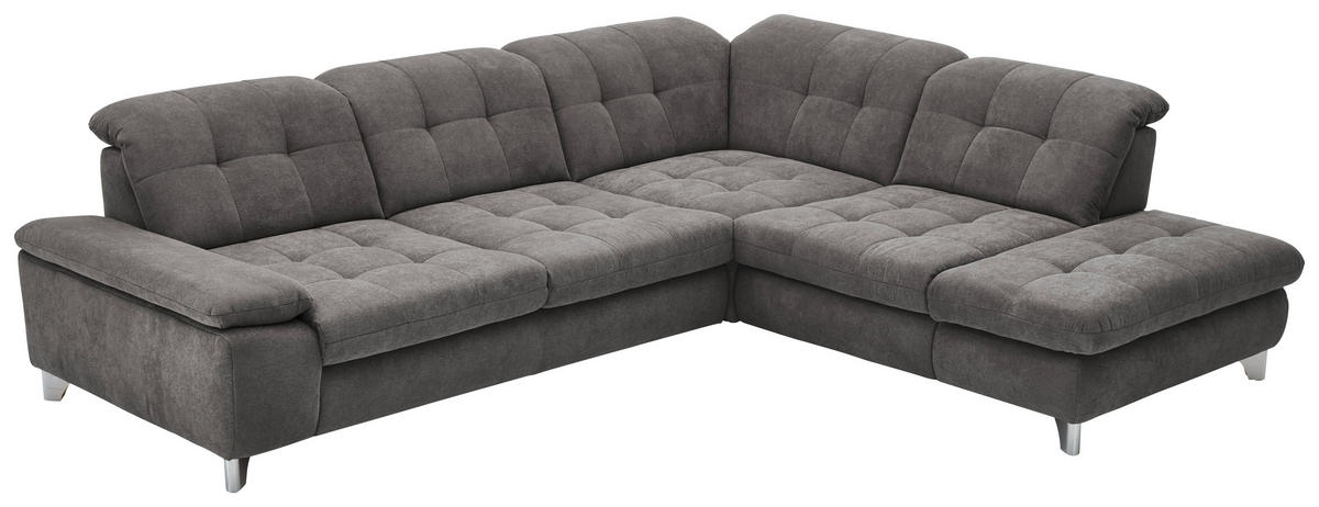 ECKSOFA in Chenille Grau  - Chromfarben/Grau, Design, Textil/Metall (310/260cm) - Beldomo Speed
