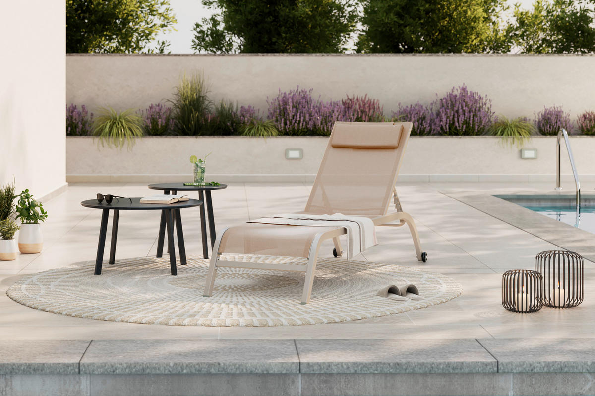 SONNENLIEGE 198/34/87/62 cm  - Creme, MODERN, Textil/Metall (198/34/87/62cm) - Ambia Garden