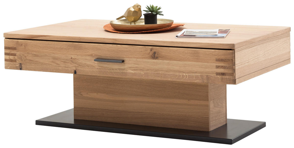 COUCHTISCH Balkeneiche furniert, massiv 115/70/45 cm rechteckig Anthrazit, Eichefarben  - Eichefarben/Anthrazit, Design, Holz/Holzwerkstoff (115/70/45cm) - Livetastic