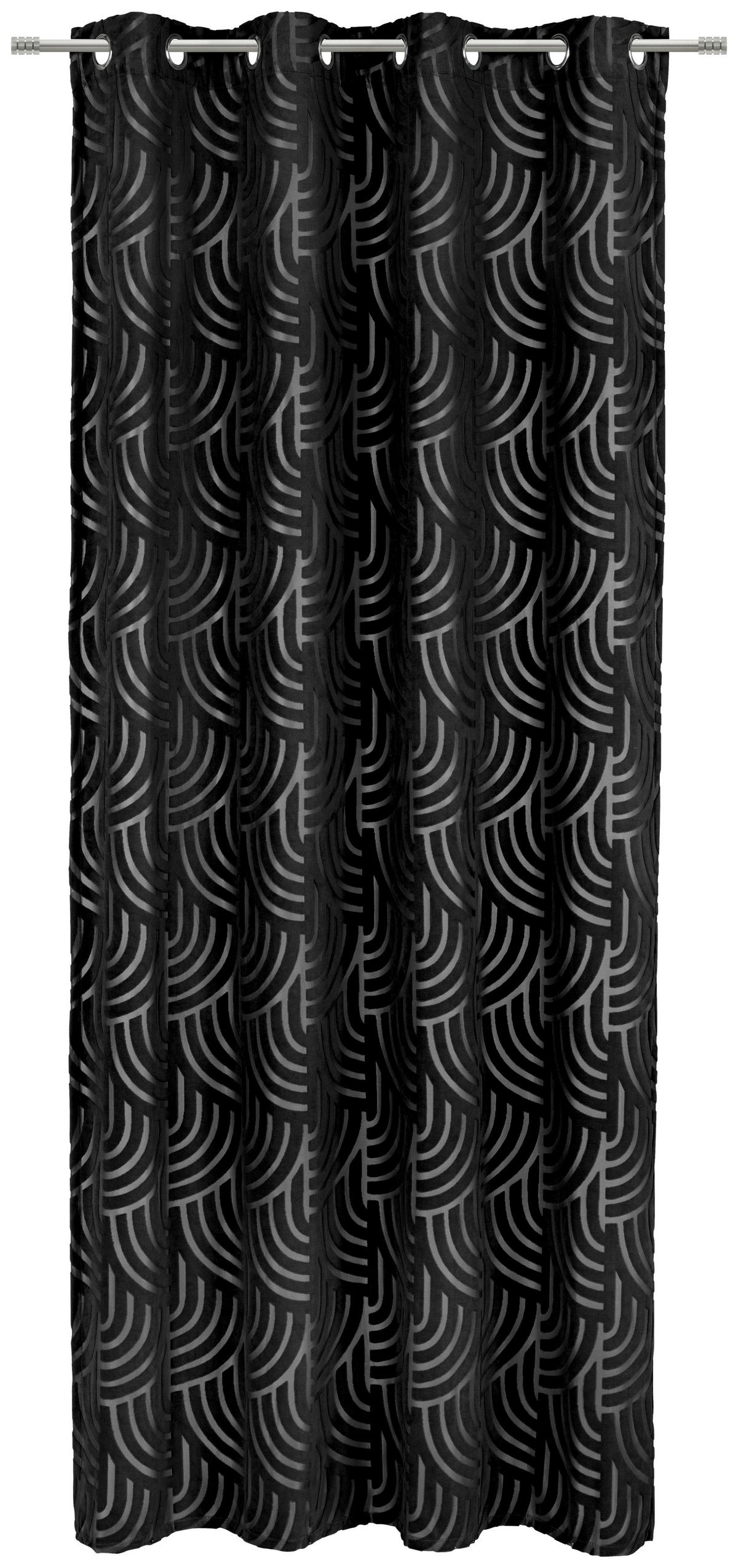 ZÁVĚS S OČKY, neprůsvitné, 135/245 cm - černá, Design, textil (135/245cm) - Esposa