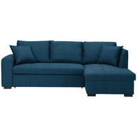 ECKSOFA in Webstoff Blau  - Blau/Schwarz, Design, Kunststoff/Textil (238/158cm) - Livetastic