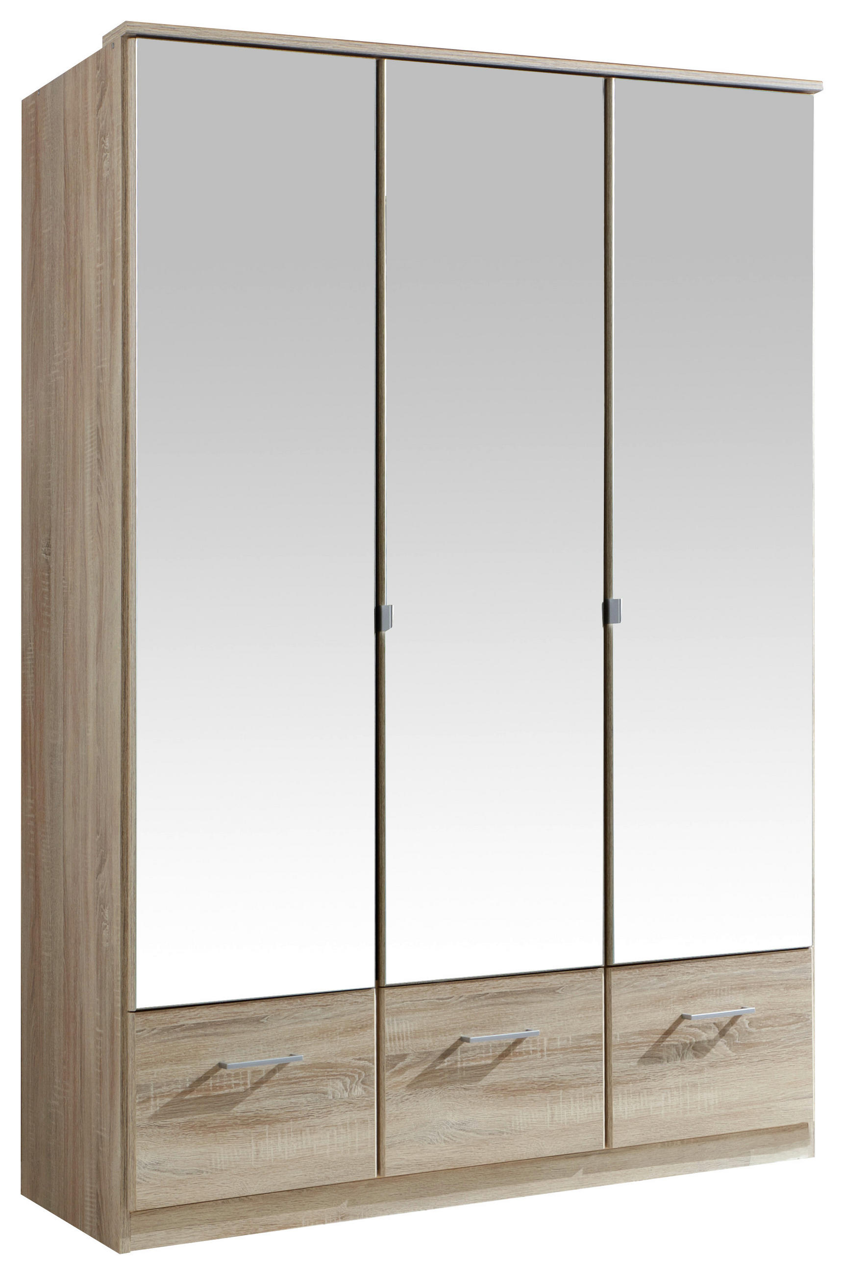 DREHTÜRENSCHRANK  in Eichefarben  - Eichefarben/Alufarben, KONVENTIONELL, Glas/Holzwerkstoff (135/199/58cm) - MID.YOU