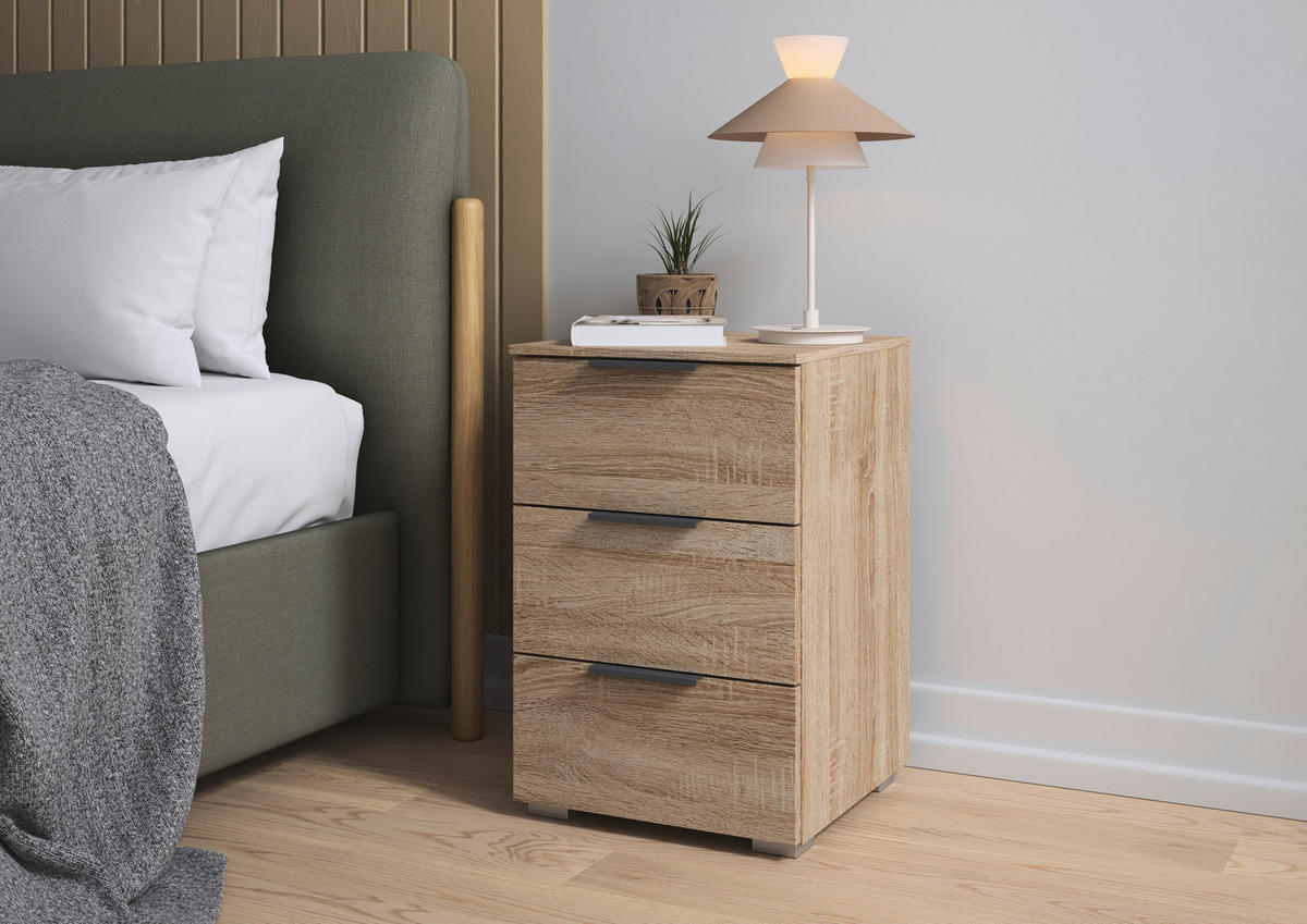 NACHTKÄSTCHEN in Sonoma Eiche  - Alufarben/Grau, MODERN, Holzwerkstoff (40/61/42cm) - Rauch Möbel