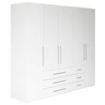 DREHTÜRENSCHRANK in Weiß, Weiß Hochglanz - Weiß Hochglanz/Alufarben, KONVENTIONELL, Holzwerkstoff/Metall (244/218,6/59,4cm) - Xora