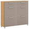 SCHUHSCHRANK Eiche furniert Taupe, Eiche Bianco  - Taupe/Chromfarben, Design, Glas/Holz (121/108/31cm)