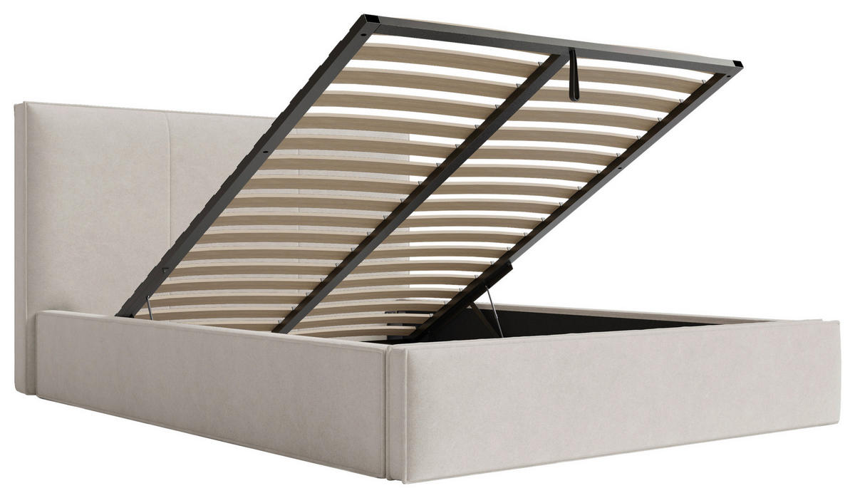 POLSTERBETT Lattenrost, Bettkasten 180/200 cm  in Beige  - Beige/Schwarz, Design, Holz/Textil (180/200cm) - Boxxx