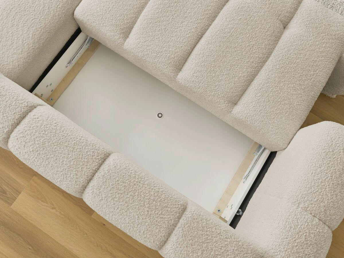 ECKSCHLAFSOFA FUJI Bouclé Beige  inkl.  - Beige/Schwarz, MODERN, Kunststoff/Textil (292/160cm)