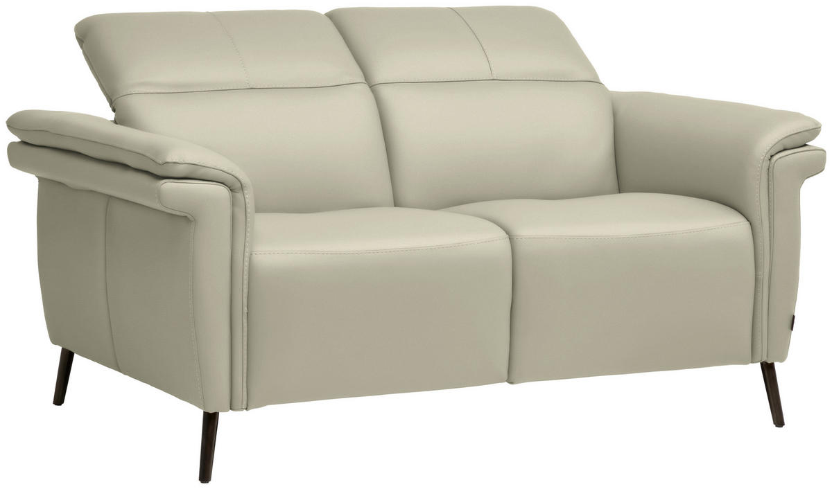 2-SITZER-SOFA  in Echtleder Silberfarben   - Silberfarben/Schwarz, Design, Leder/Metall (162/79/104cm) - Belluti