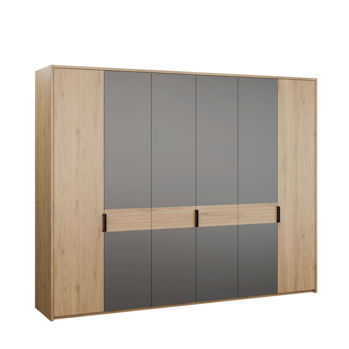 ORMAR S KLASIČNIM VRATIMA siva, prirodne boje   - siva/boje hrasta, Moderno, drvni materijal/metal (265,7/210,5/54,4cm) - Hom`in