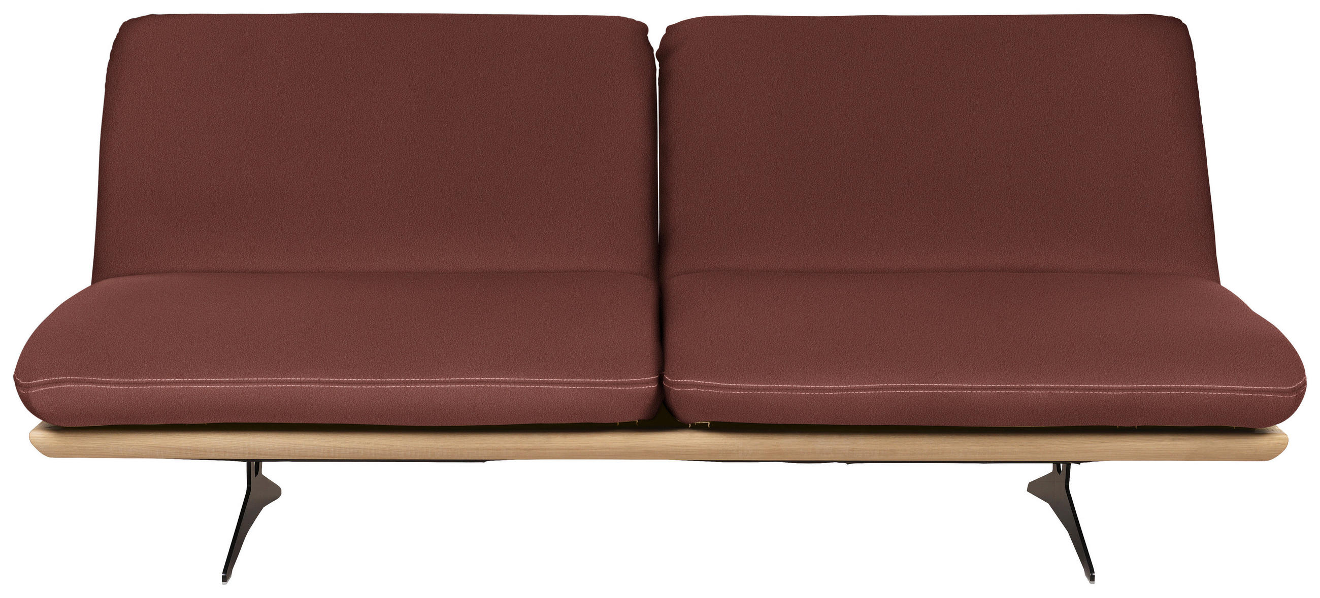 SCHLAFSOFA in Holz, Leder Dunkelrot  - Beige/Schwarz, Design, Leder/Holz (204/92/90cm) - Dieter Knoll