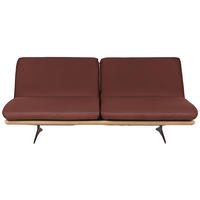 SCHLAFSOFA in Holz, Leder Dunkelrot  - Beige/Schwarz, Design, Leder/Holz (204/92/90cm) - Dieter Knoll