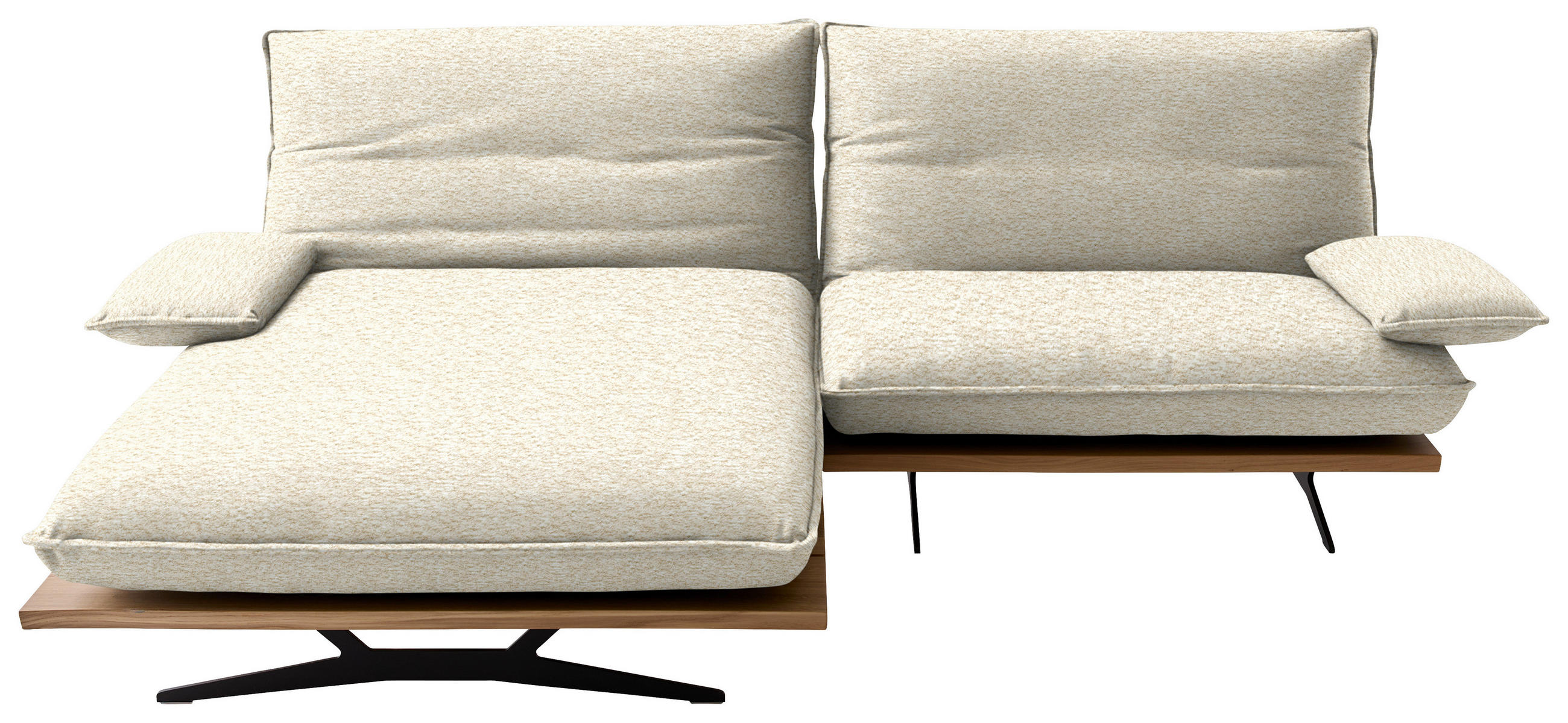 ECKSOFA Chenille, Flachgewebe Beige, Wildeiche  - Wildeiche/Beige, Design, Holz/Textil (161/284cm) - Koinor