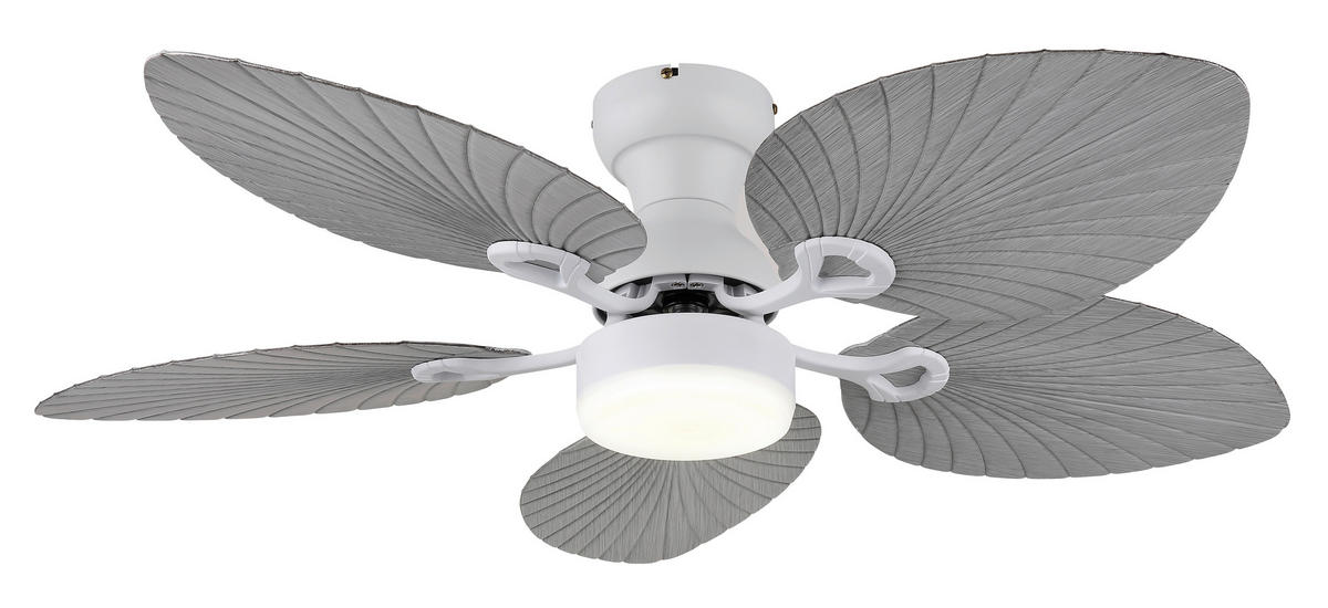 DECKENVENTILATOR - Opal/Weiß, KONVENTIONELL, Kunststoff/Metall (107/28,5cm) - Globo