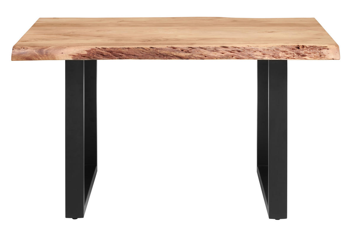 ESSTISCH 140/90/76 cm Echtholz  Holz, Metall gastro- und objekttauglich rechteckig Schwarz, Akaziefarben  - Schwarz/Akaziefarben, Modern, Holz/Metall (140/90/76cm) - P & B