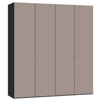 DREHTÜRENSCHRANK 203/220/40 cm 4-türig Schwarz, Hellbraun  - Hellbraun/Silberfarben, Design, Holzwerkstoff/Metall (203/220/40cm) - Jutzler