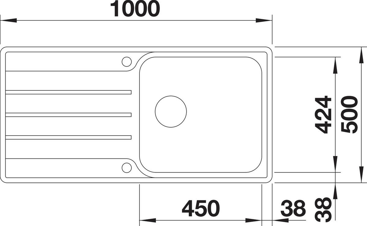 SPÜLE 523035  - Edelstahlfarben, Basics, Metall (100/20,5/50cm) - Blanco
