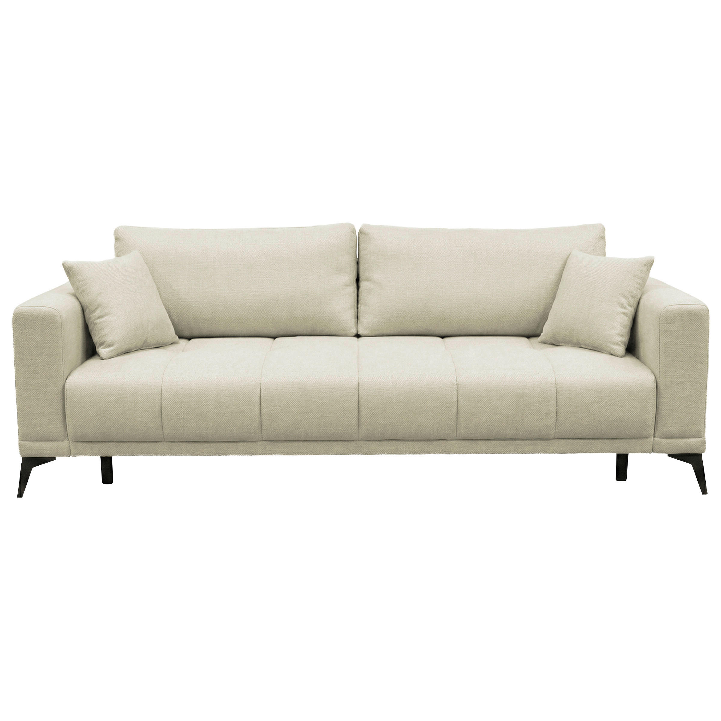 SCHLAFSOFA GRANDE Chenille Beige  inkl. Zierkissen, Rückenkissen, Bettkasten  - Beige/Schwarz, Design, Textil/Metall (238/83/98cm) - MID.YOU