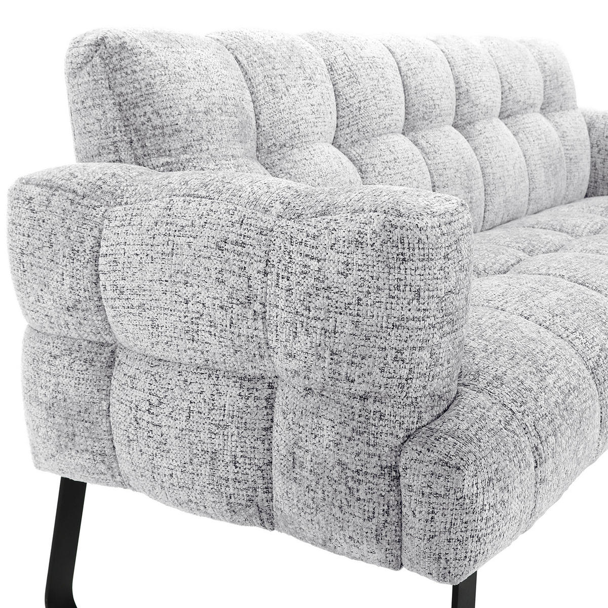 SITZBANK 200/91/78 cm Chenille Weiß Metall  - Schwarz/Weiß, Design, Textil/Metall (200/91/78cm) - Novel