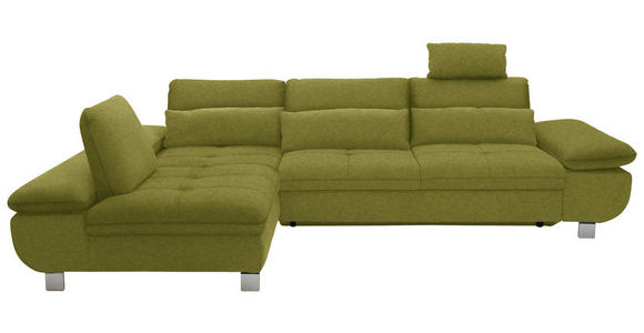 ECKSOFA Grün Webstoff  - Chromfarben/Grün, Design, Textil/Metall (203/310cm) - Xora
