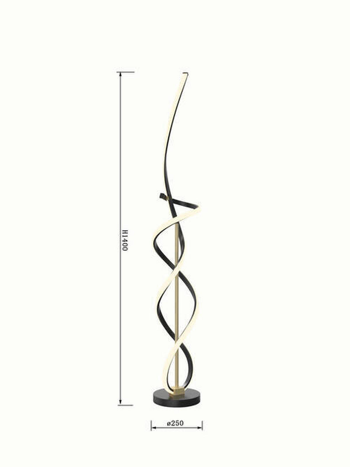 STOJACIA LED LAMPA, 25/140 cm  - čierna/zlatá, Design, kov/plast (25/140cm) - Wofi