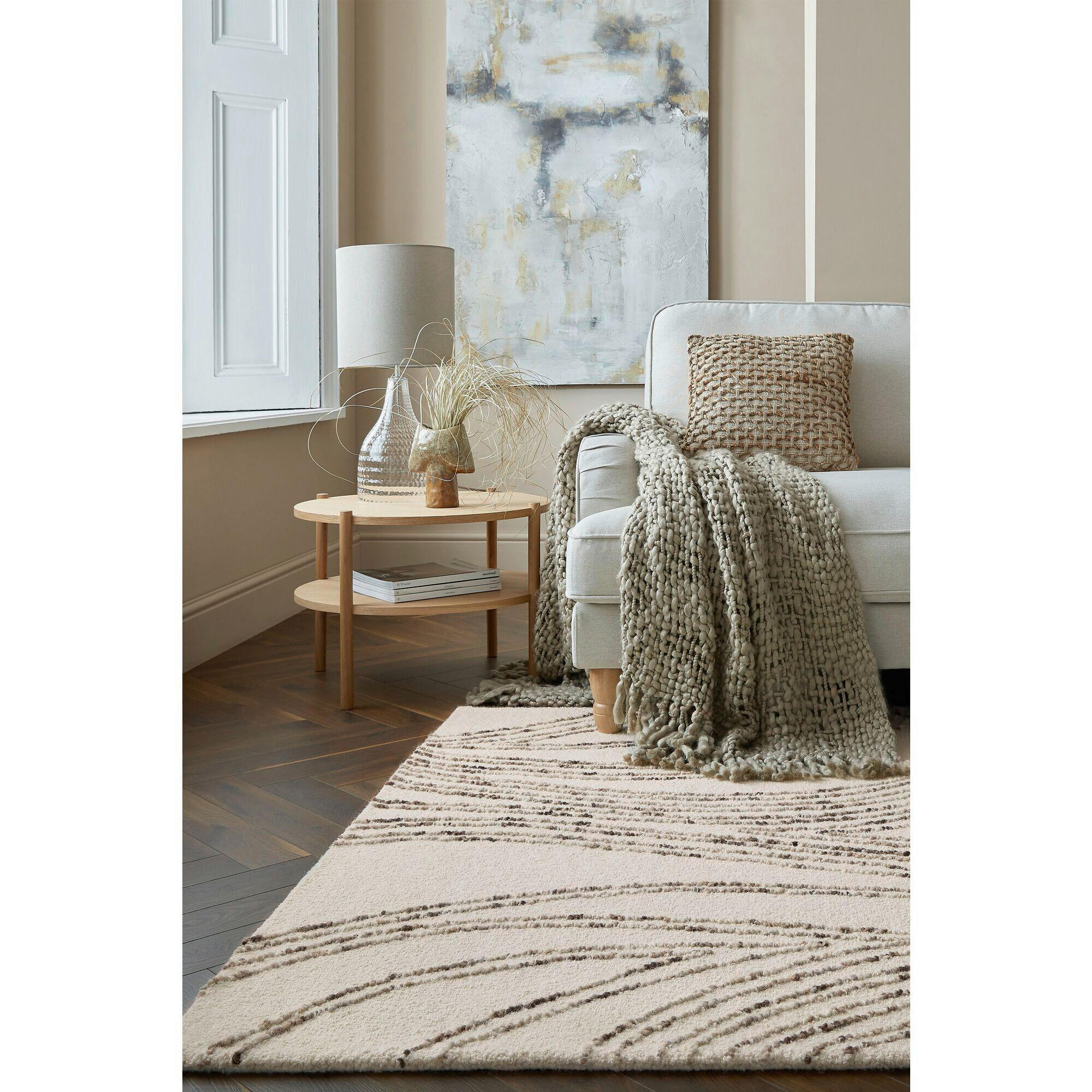 WOLLTEPPICH 120/170 cm ABSTRACT SWIRL WOOL Braun, Naturfarben  - Braun/Naturfarben, KONVENTIONELL, Textil (120/170cm)