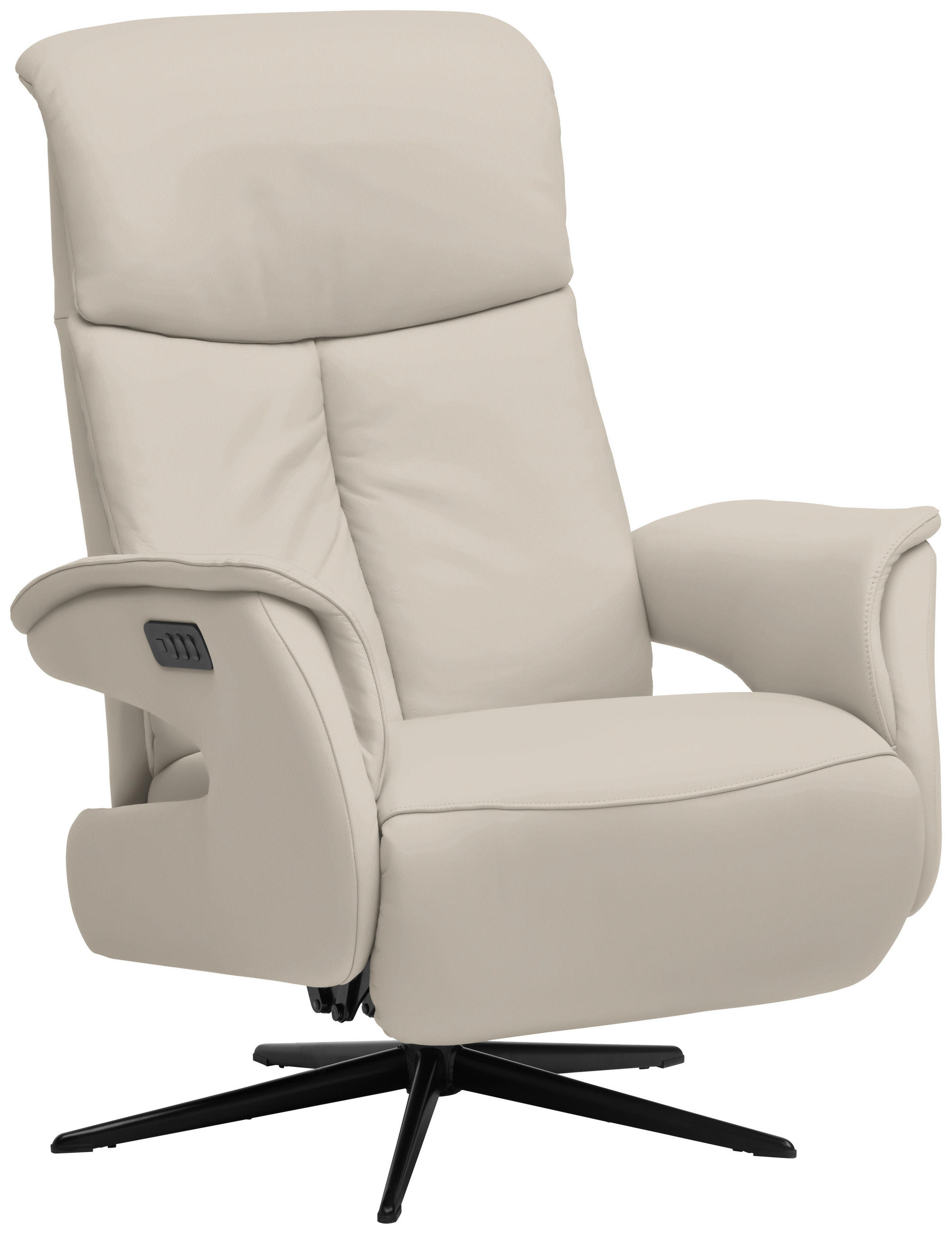 RELAXSESSEL in Leder Beige  - Beige/Schwarz, Design, Leder/Metall (78/106/88cm) - Welnova