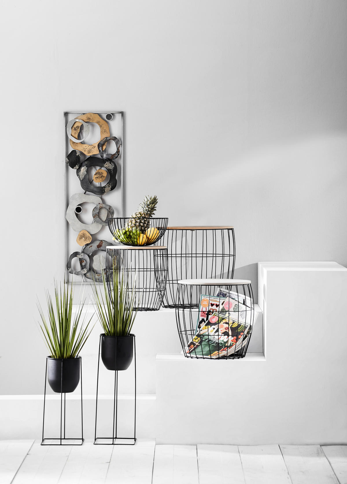 BLUMENTOPF   - Schwarz, Basics, Metall (19/40cm) - Ambia Home