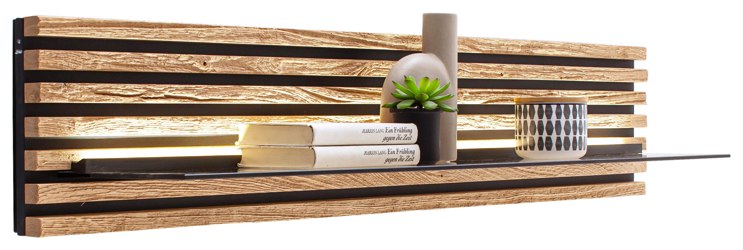 WANDBOARD 125/24/24 cm - Eichefarben, Design, Glas/Holz (125/24/24cm) - Schöner Wohnen