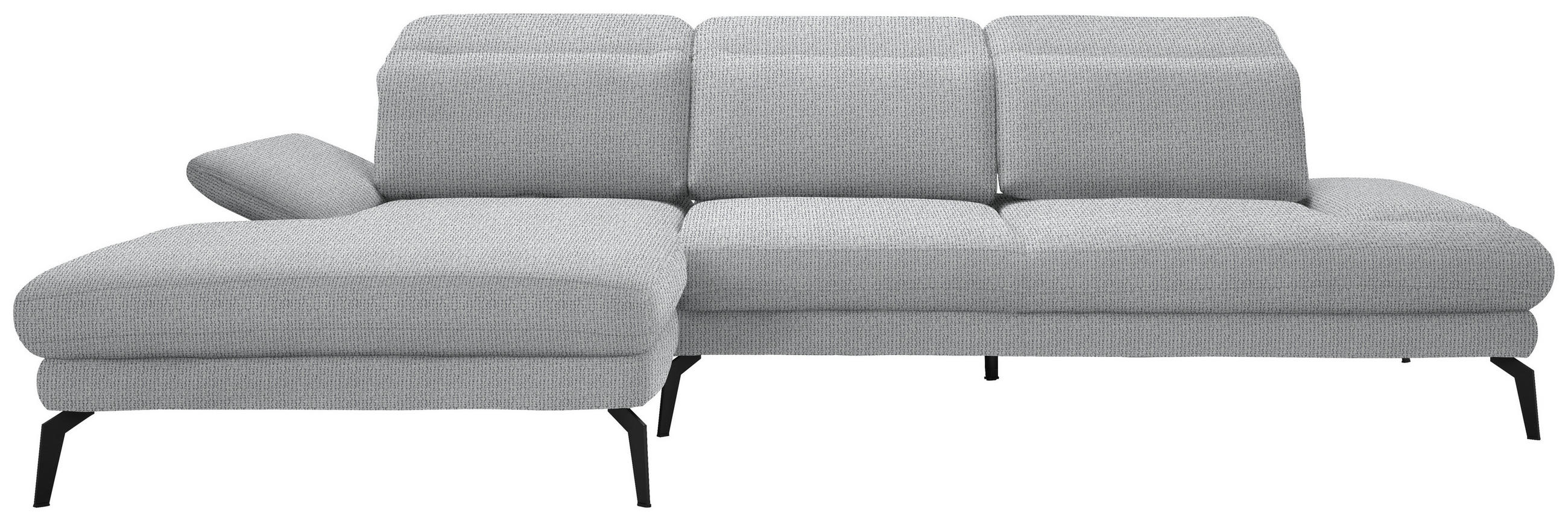 ECKSOFA Hellgrau Webstoff  - Hellgrau/Schwarz, Design, Textil/Metall (180/289cm) - Stylife