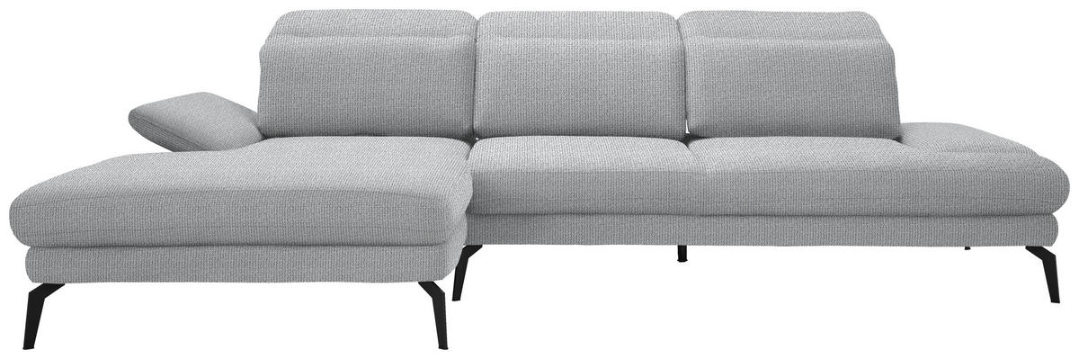 ECKSOFA in Webstoff Hellgrau  - Hellgrau/Schwarz, Design, Textil/Metall (180/289cm) - Stylife