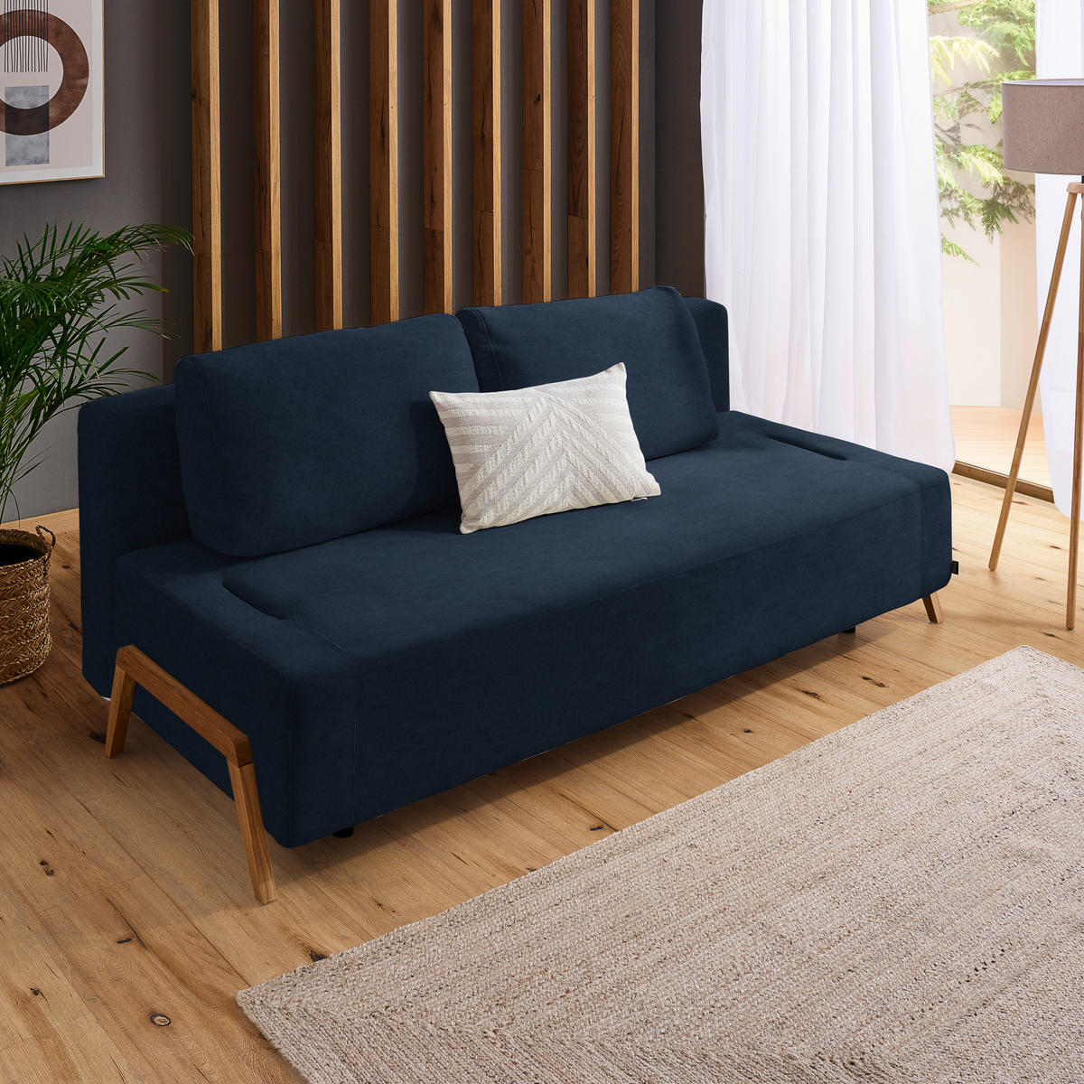 SCHLAFSOFA in Holz, Textil Dunkelblau  - Naturfarben/Dunkelblau, Design, Holz/Textil (211/88/102cm) - Niels Andersson