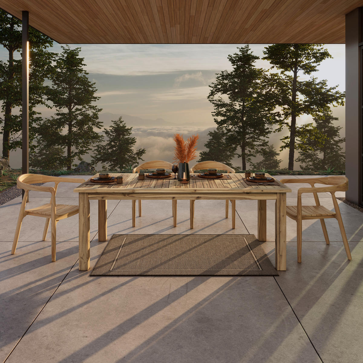 GARTENTISCH 200/100/76 cm  - Akaziefarben, Basics, Holz (200/100/76cm) - Ambia Garden