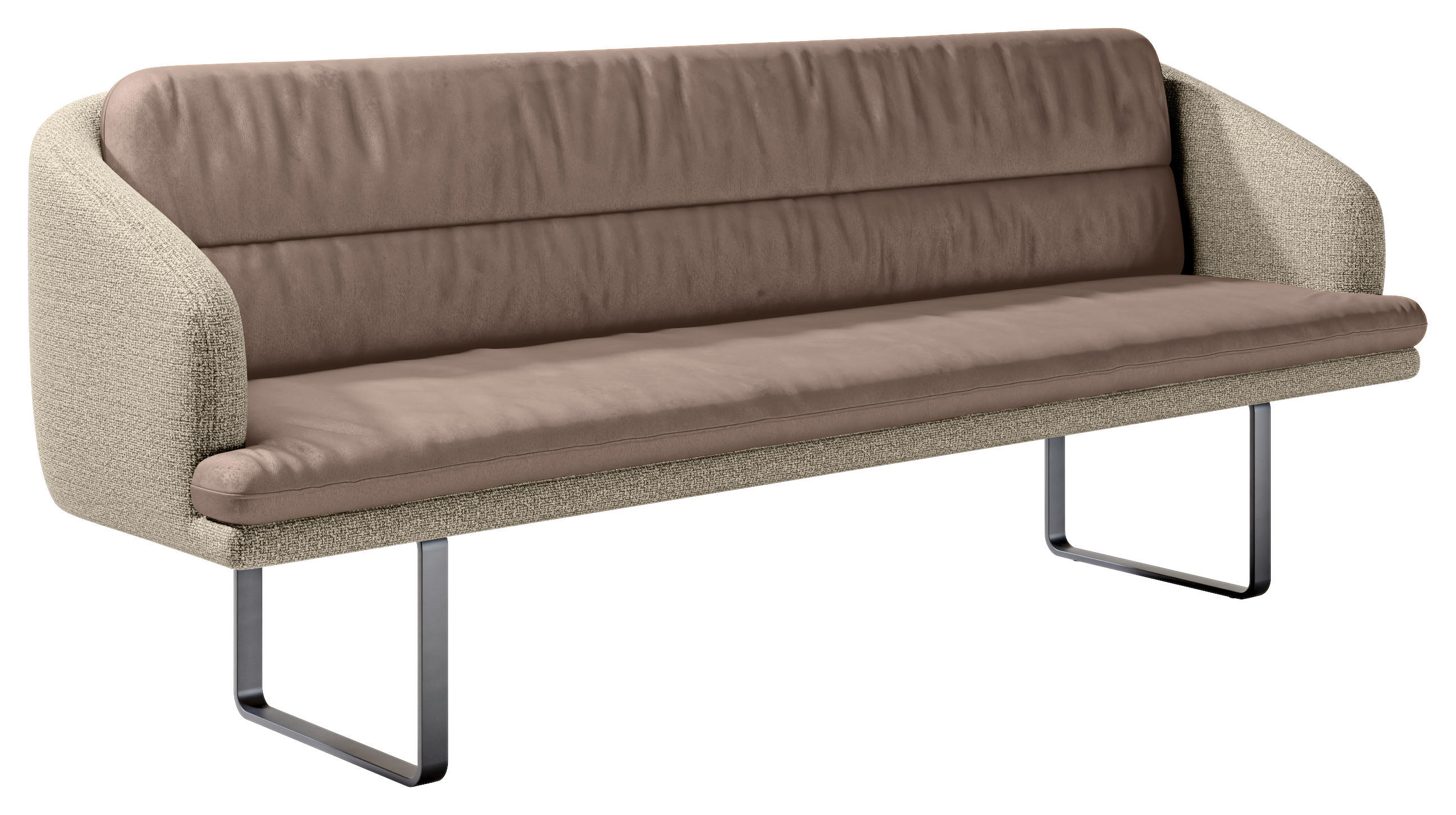 SITZBANK in Textil Sandfarben, Hellbraun  - Sandfarben/Hellbraun, Design, Textil/Metall (255/89/68cm) - Dieter Knoll