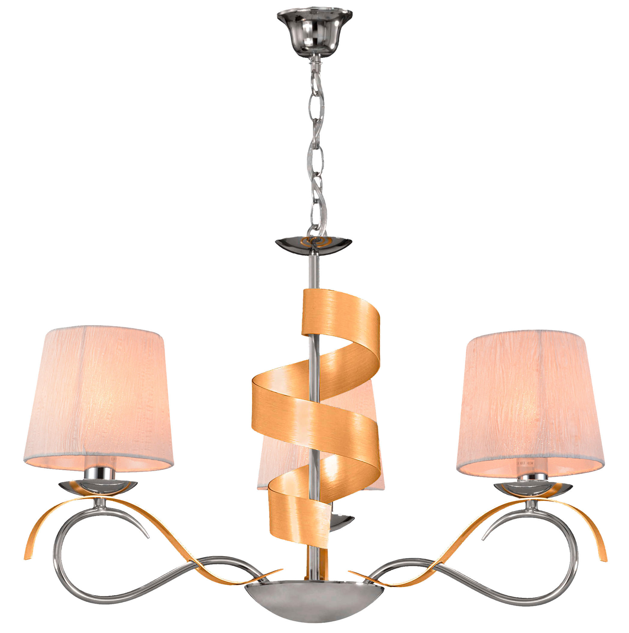 PENDELLEUCHTE 68/68/100 cm  - Chromfarben/Goldfarben, KONVENTIONELL, Kunststoff/Metall (68/68/100cm)