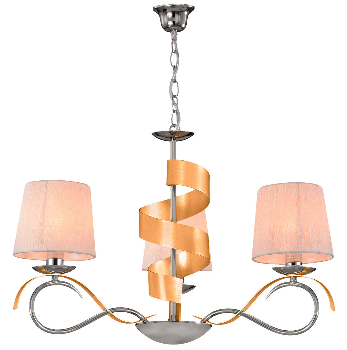 PENDELLAMPA Denis 68/68/100 cm  - kromfärg/guldfärgad, Klassisk, metall/plast (68/68/100cm)