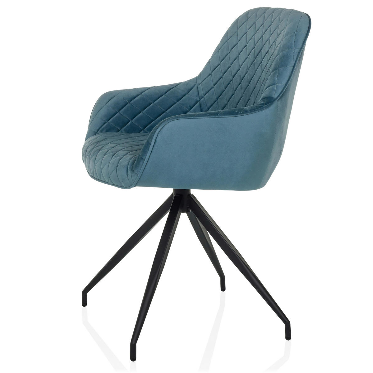 STOL MED ARMSTÖD sammet  - blågrå/svart, Modern, metall/textil (58/87/57cm) - MID.YOU