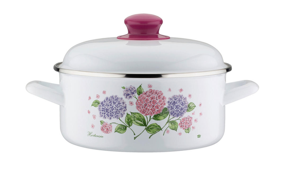 KOCHTOPFSET HORTENSIE 4-teilig  - Weiß, Basics, Metall - GSW