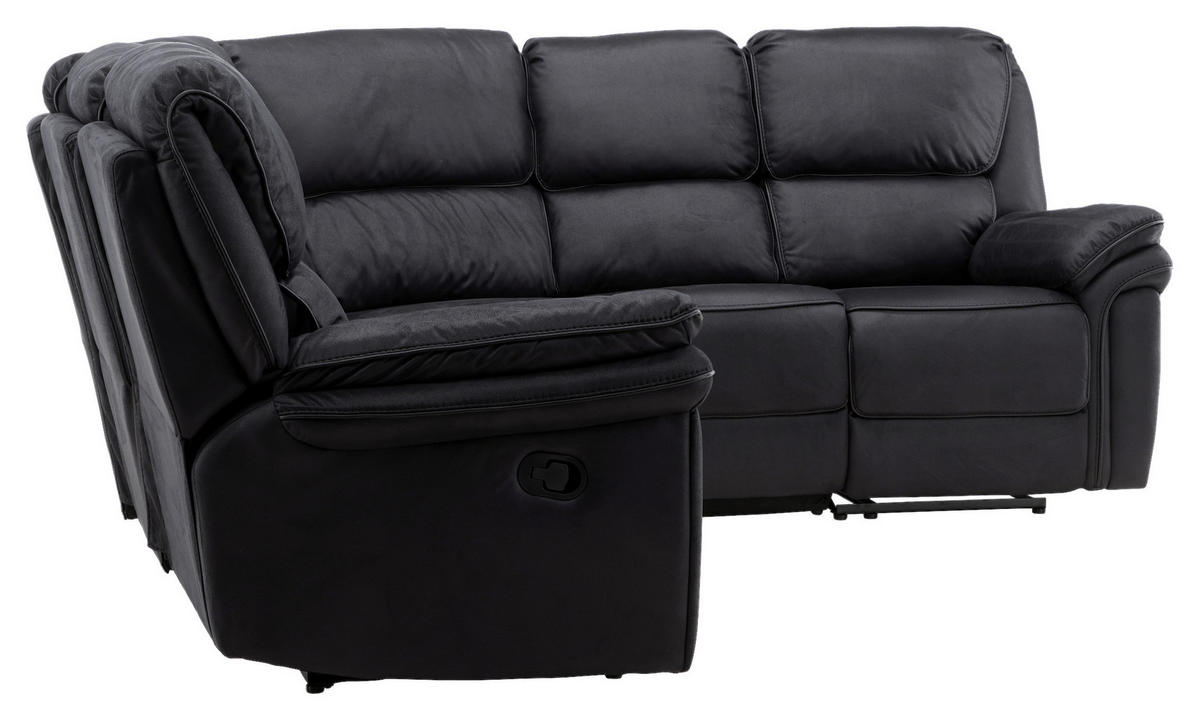 ECKSOFA Eckteil  Schwarz Lederlook (vegan)  - Schwarz, Design, Textil (338/338cm) - Livetastic