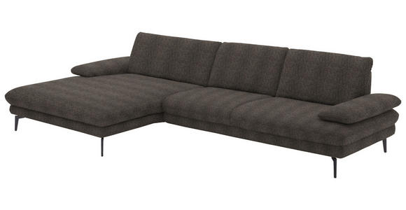 ECKSOFA in Chenille Fango  - Fango/Schwarz, Design, Textil/Metall (180/310cm) - Dieter Knoll