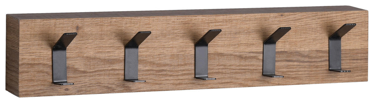 GARDEROBENPANEEL  in 50/10/5 cm  - Eichefarben/Schwarz, Basics, Holzwerkstoff/Metall (50/10/5cm)