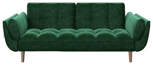 SCHLAFSOFA in Samt Grün  - Walnussfarben/Grün, KONVENTIONELL, Holz/Textil (215/81,5/84,5cm) - Playboy