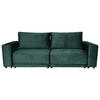 BIGSOFA in Velours Grün  - Schwarz/Grün, Design, Kunststoff/Textil (256/88/120cm) - home24