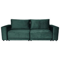 BIGSOFA in Velours Grün  - Schwarz/Grün, Design, Kunststoff/Textil (256/88/120cm) - home24