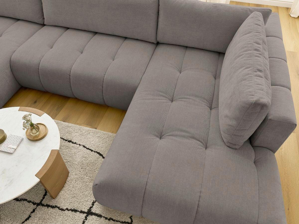 WOHNLANDSCHAFT  FUJI  Taupe Leinenoptik  - Taupe/Schwarz, MODERN, Kunststoff/Textil (160/377/204cm)